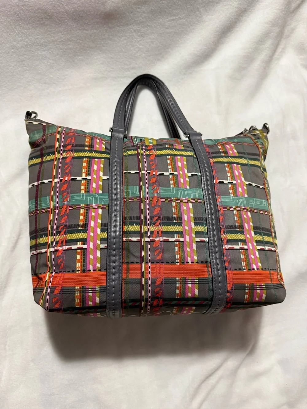 Vera Bradley Midtown Tote City Plaid Performance Twill Zip Shoulder Bag EUC